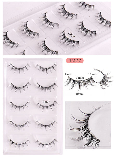 Clear Band Natural 5 Pairs Pack False Lashes