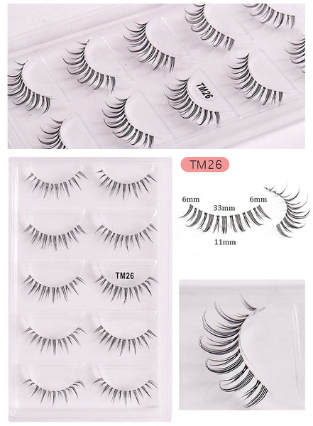 Clear Band Natural 5 Pairs Pack False Lashes