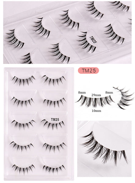 Clear Band Natural 5 Pairs Pack False Lashes