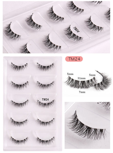 Clear Band Natural 5 Pairs Pack False Lashes