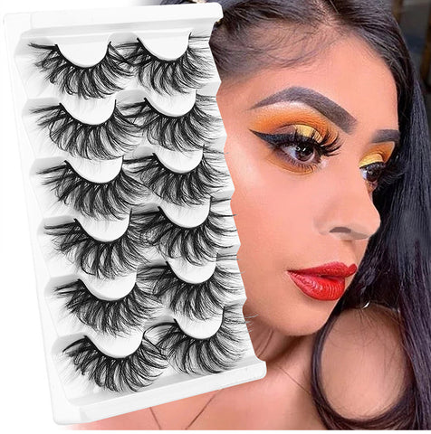 8D Thick Mink Hair False Eyelashes 6 Pairs Pack