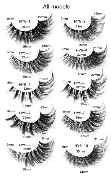 Clear Band Foxy Eye False Lashes 5 Pairs Pack