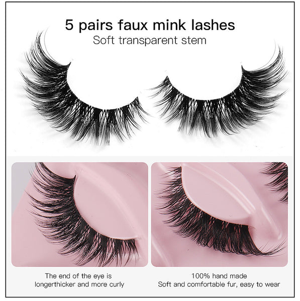 Clear Band Foxy Eye False Lashes 5 Pairs Pack