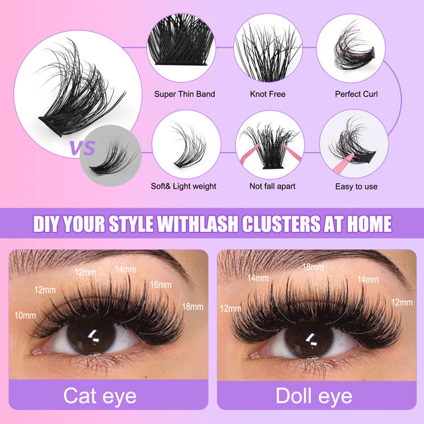 DIY Cluster Lashes Thick Mixed Pack