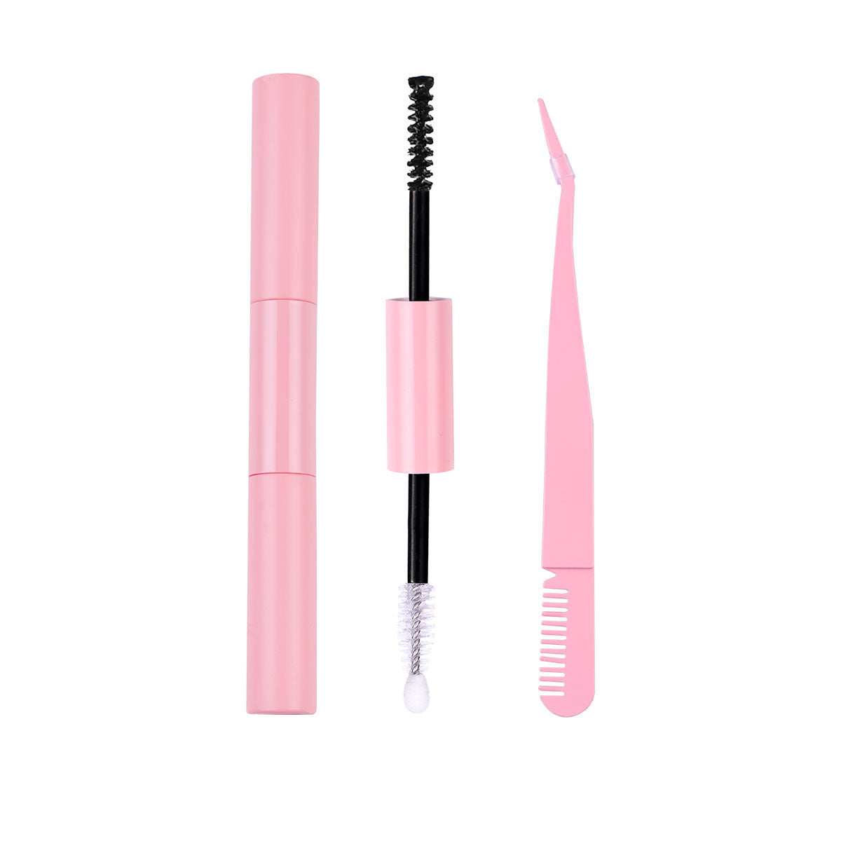 Pink Double Ended Eyelash Glue + Tweezer Set