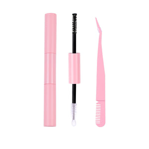 Pink Double Ended Eyelash Glue + Tweezer Set