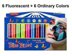 12 Colors Water Based Face Paint Crayons