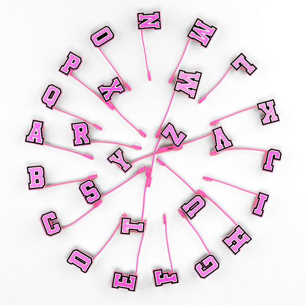 Pink Alphabet Letter Straw Caps