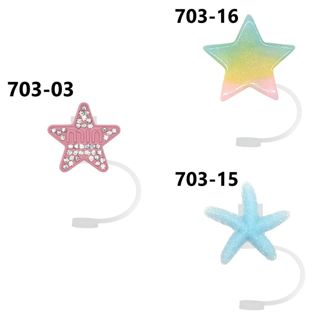 Star Candy Colored Silicone Straw Covers