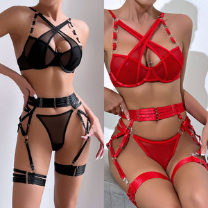 Sexy 3 Piece Cross Stitched Bikini With Garter