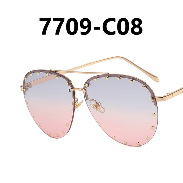 Metal Rivet Large Frame Sunglasses