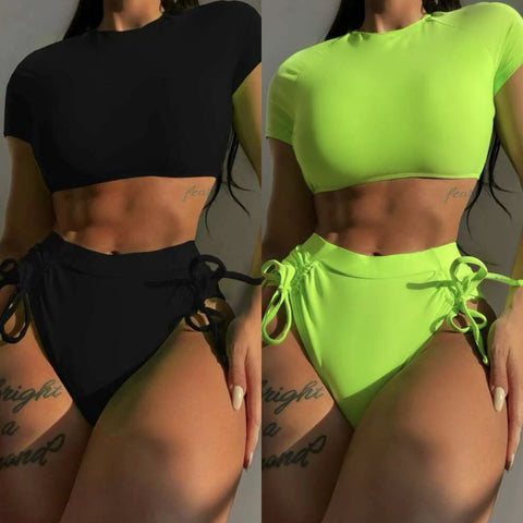 High Waist Drawstring Bikini Set