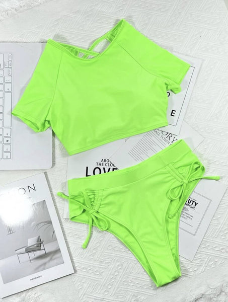 High Waist Drawstring Bikini Set