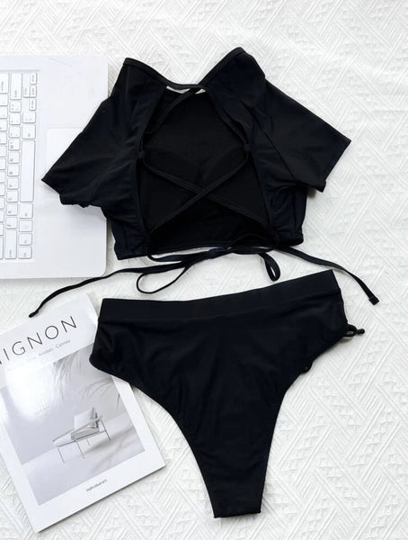 High Waist Drawstring Bikini Set