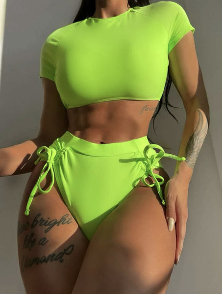 High Waist Drawstring Bikini Set