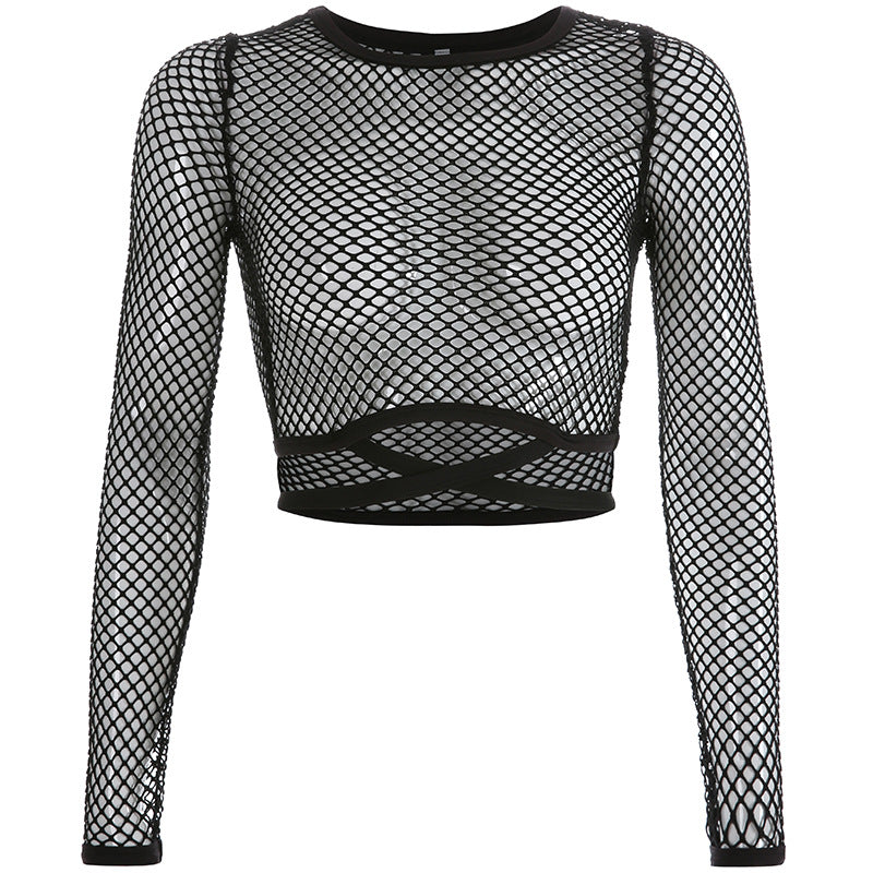 Mesh Long Sleeve Crop Top