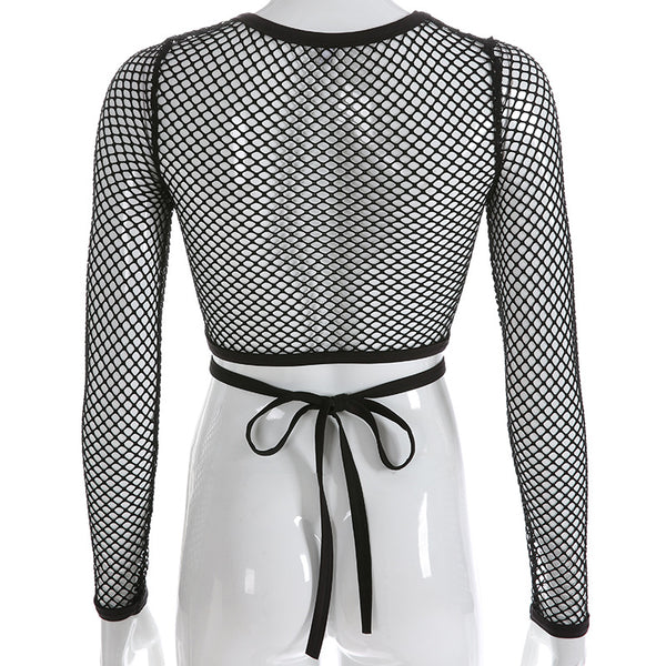 Mesh Long Sleeve Crop Top