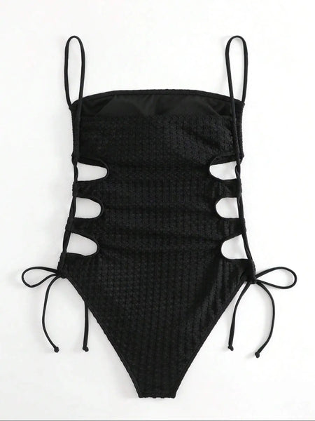 Drawstring Sides 1 Piece Swimsuit