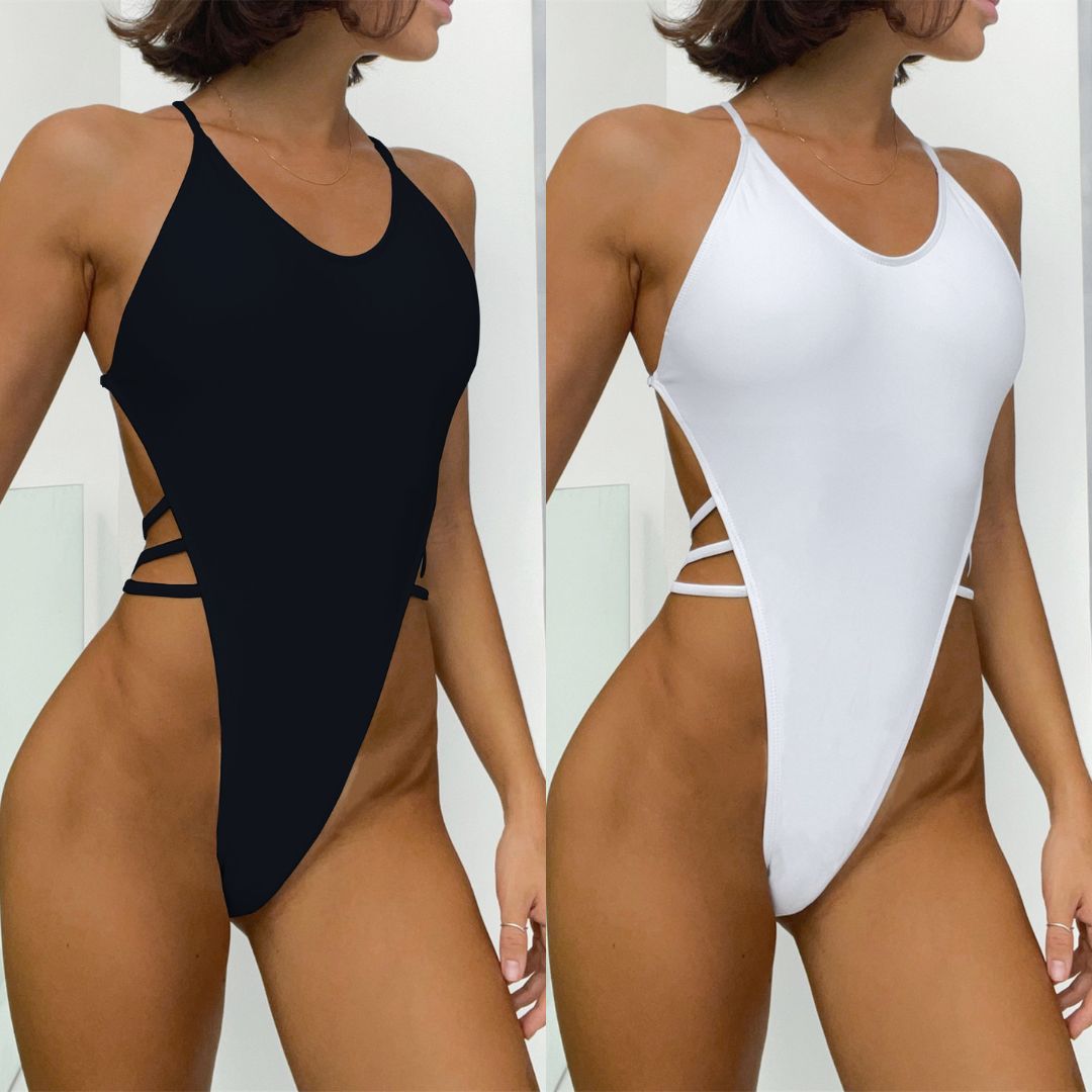 Backless Strappy 1 Piece Swimsuit