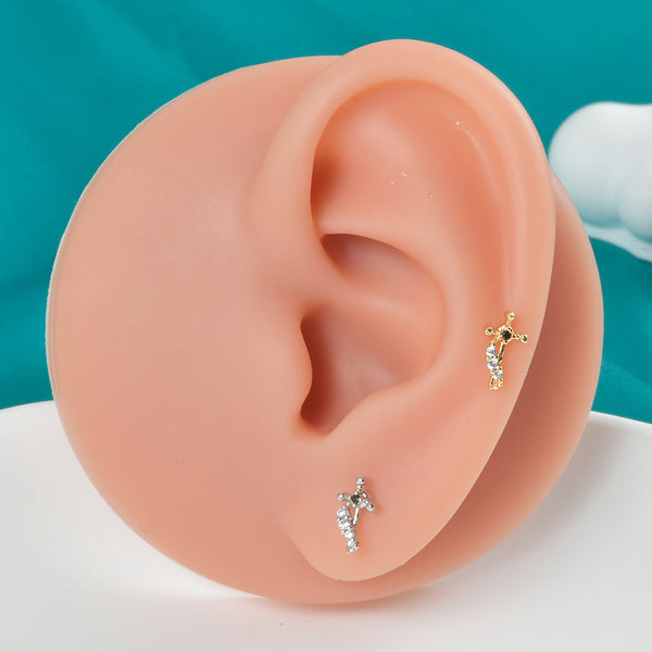 Zircon Stainless Steel Ear Bone Stud Earrings