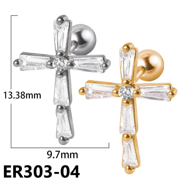 Zircon Stainless Steel Ear Bone Stud Earrings