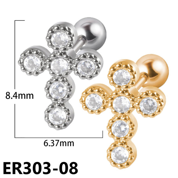 Zircon Stainless Steel Ear Bone Stud Earrings