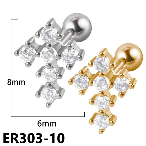 Zircon Stainless Steel Ear Bone Stud Earrings