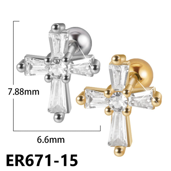 Zircon Stainless Steel Ear Bone Stud Earrings