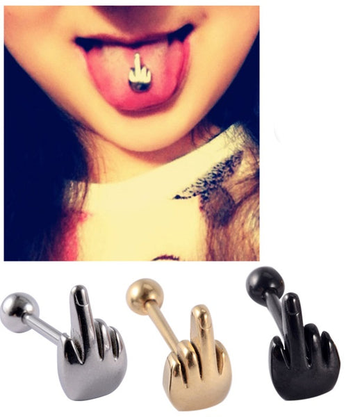 Middle Finger Tongue Ring