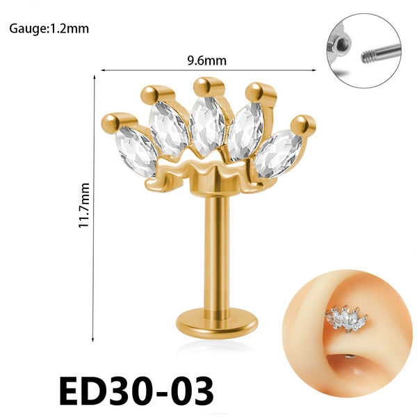 Stainless Steel Straight Rod Zircon Piercing