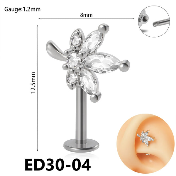 Stainless Steel Straight Rod Zircon Piercing