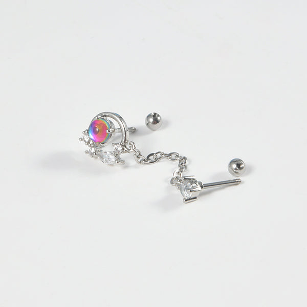 Stainless Steel Zircon Chain Earring