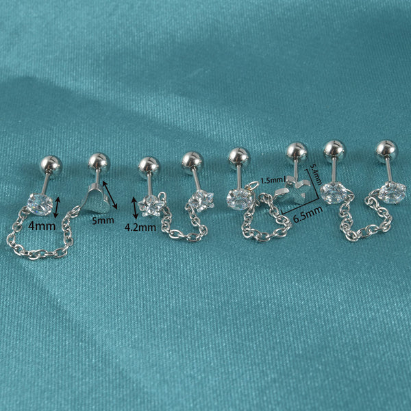 Stainless Steel Zircon Chain Earring