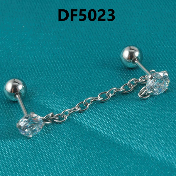 Stainless Steel Zircon Chain Earring