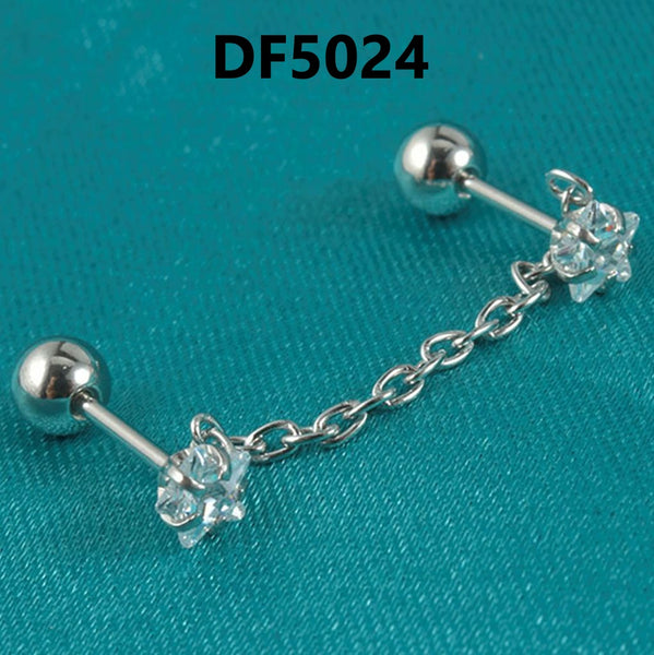 Stainless Steel Zircon Chain Earring