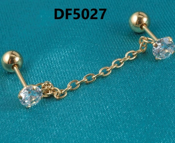 Stainless Steel Zircon Chain Earring