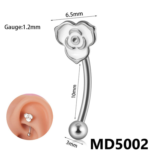 Stainless Steel Zircon Curved Rod Piercing