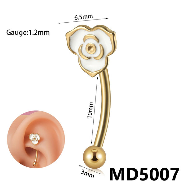 Stainless Steel Zircon Curved Rod Piercing