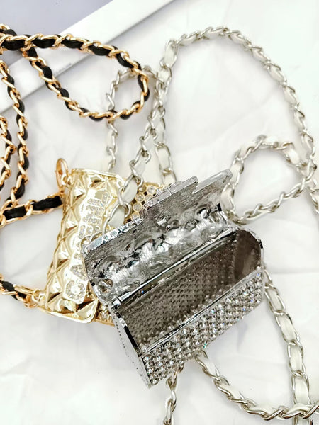 Metal Mini Chain Diamond Bag