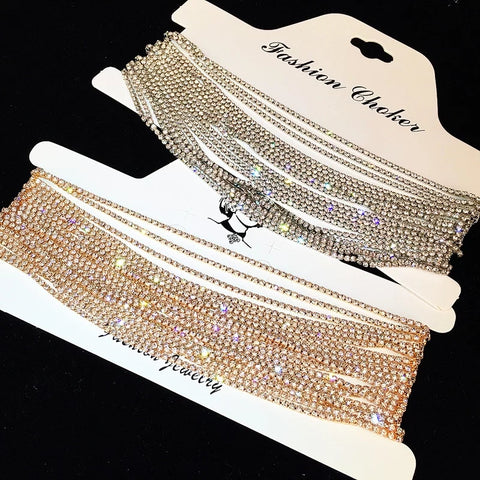 19 Row Diamante Choker