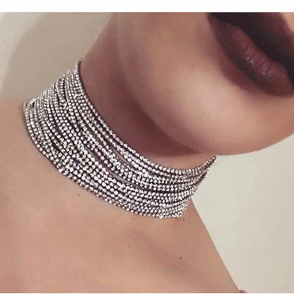 19 Row Diamante Choker