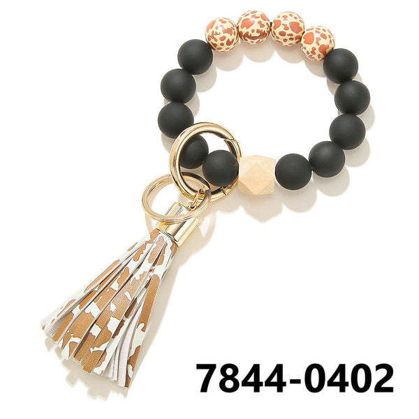 Frosted Bead Bracelet Keychain