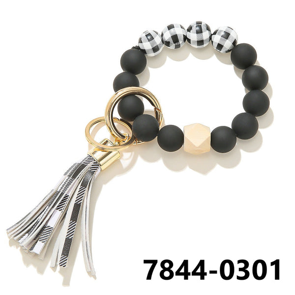 Frosted Bead Bracelet Keychain