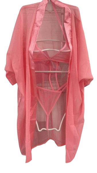 3pc Robe with Thong Set