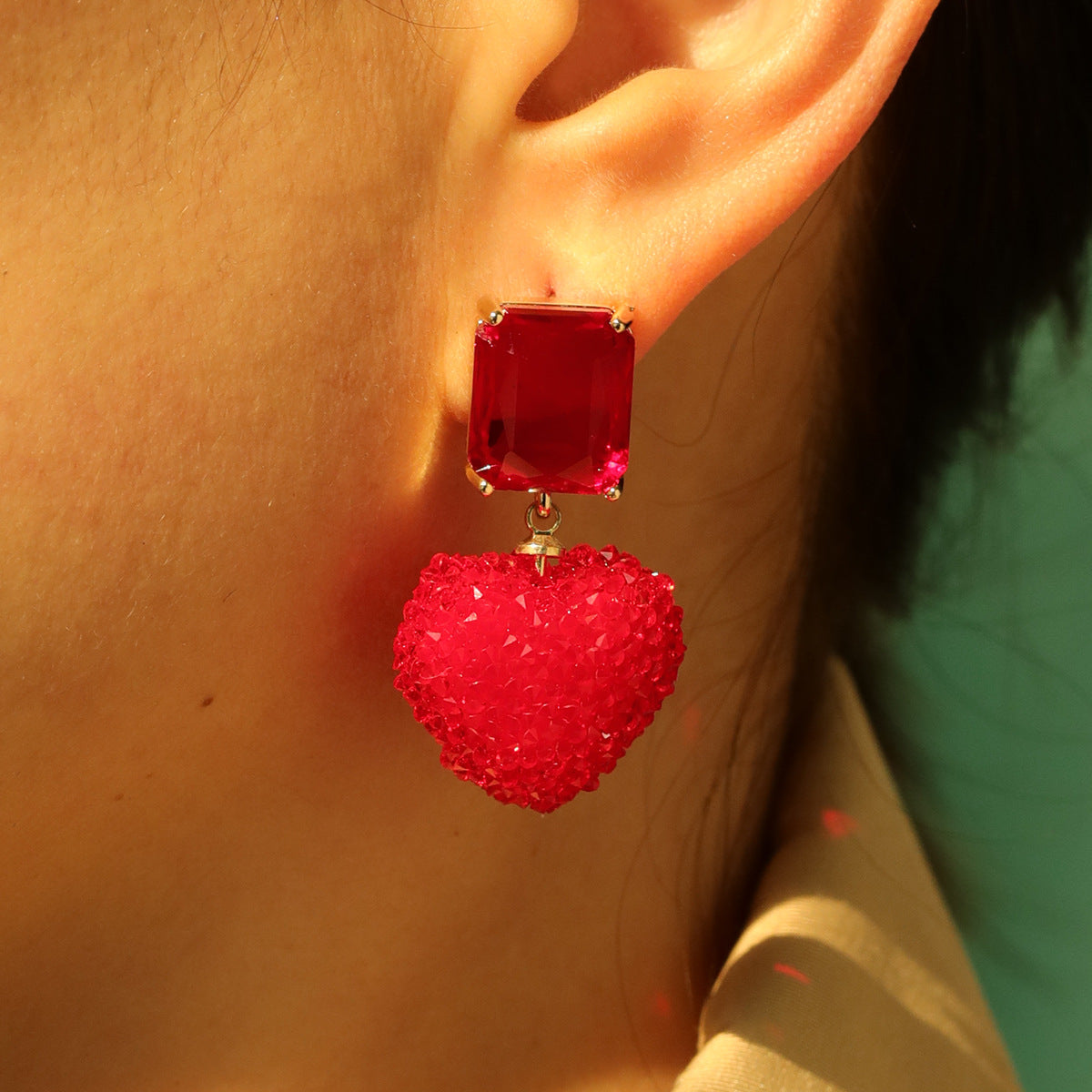 Red Heart Earring