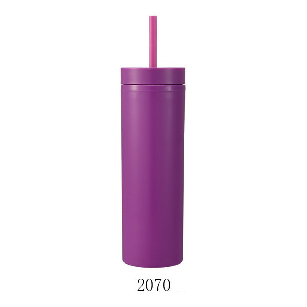 Double-Layer Plastic 16oz Straw Cup