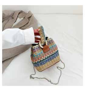 Boho Woven Bucket Bag