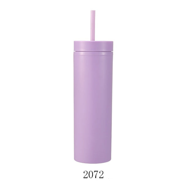 Double-Layer Plastic 16oz Straw Cup