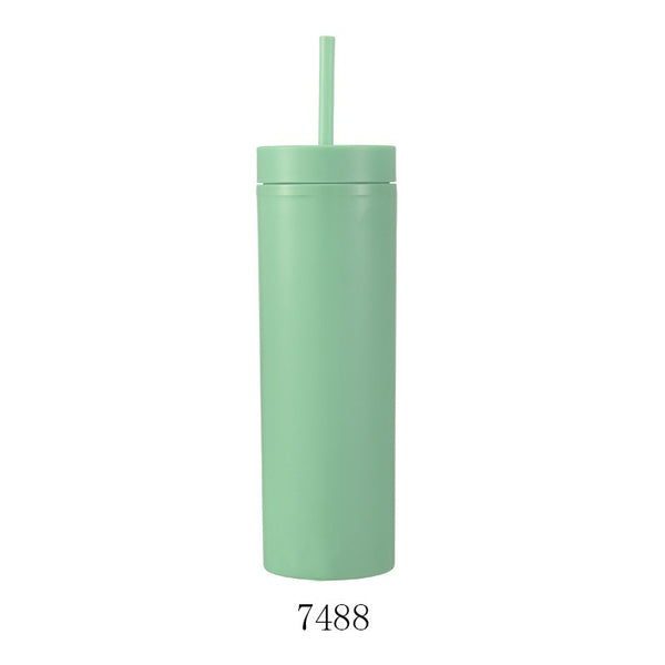 Double-Layer Plastic 16oz Straw Cup