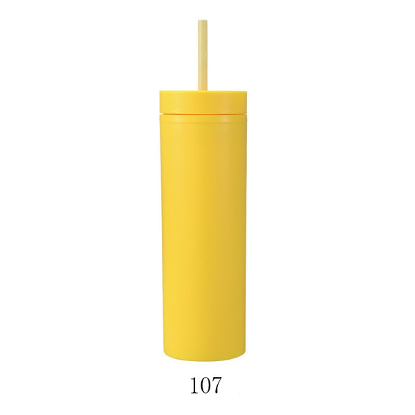 Double-Layer Plastic 16oz Straw Cup